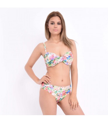 Slip basic imprimé floral avec fronce coté