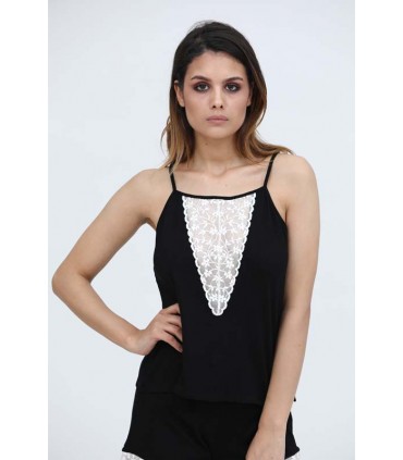 Pull bretelle dentelle