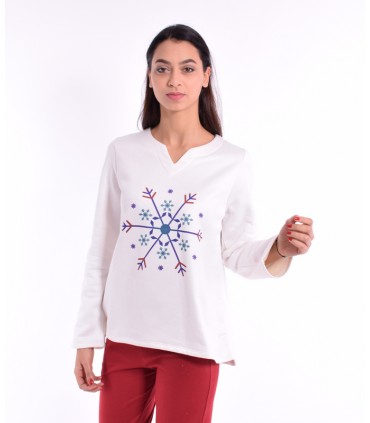 Tee-shirt - Pyjama chaud- Molleton gratté - Thème Flocon