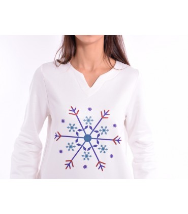 Tee-shirt - Pyjama chaud- Molleton gratté - Thème Flocon